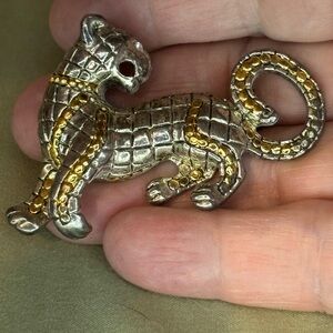 Vintage Silver and Gold Panther Brooch